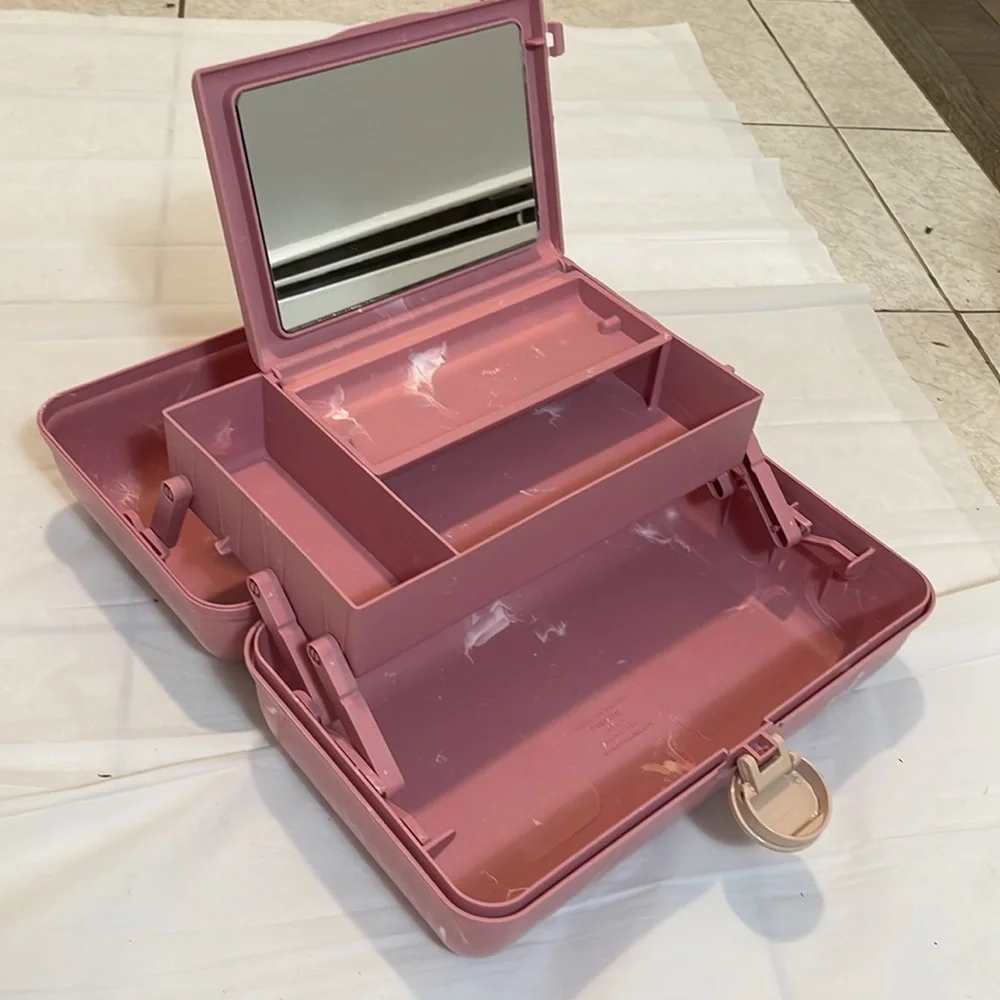 CABOODLES make up cosmetics storage bin carrying case pink swirl - Picture 7 of 8